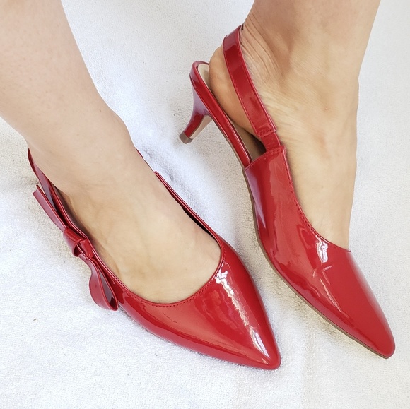 red slingback kitten heels